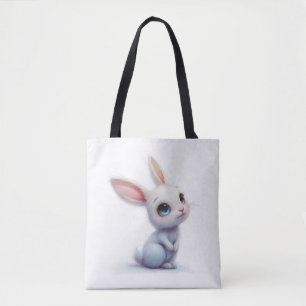 Tote Bag Joli lapin blanc aux grands yeux bleus