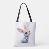 Tote Bag Joli lapin blanc aux grands yeux bleus (Dos)