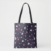 Tote Bag Joli lapin blanc lapin et Motif de fleurs (Devant)