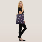 Tote Bag Joli lapin blanc lapin et Motif de fleurs (Sur le modèle)