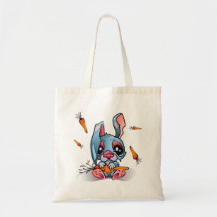 Tote Bag Joli Lapin Bleu avec Carottes Design graphique
