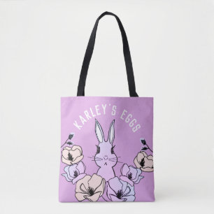 Tote Bag Joli Lapin coloré Fleur Oeuf de Pâques
