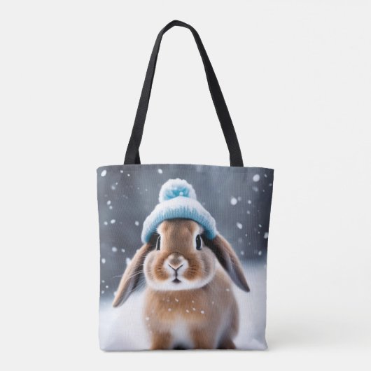 Tote Bag Joli lapin dans un Casquette Bobble Own ART Noël (Dos)