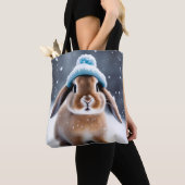 Tote Bag Joli lapin dans un Casquette Bobble Own ART Noël (De près)