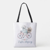 Tote Bag Joli lapin de Pâques à vélo (Dos)