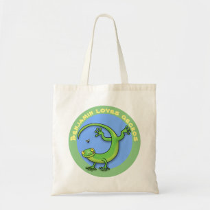 Tote Bag Joli lézard vert gecko avec dessin animé
