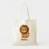 Tote Bag Joli Lion de Dessin Animé Nom Personnalisé (Devant)
