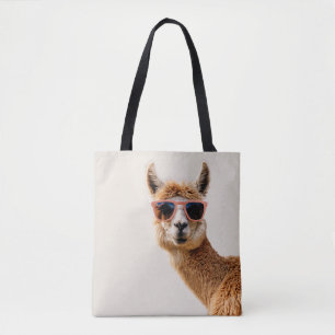 Tote Bag Joli Lllama Avec Lunettes De Soleil Sur