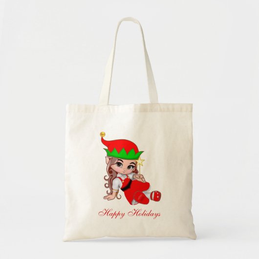 Tote Bag Joli lutin de Noël fée & Texte modifiable (Devant)