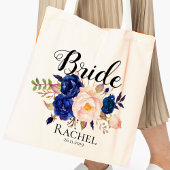 Tote Bag Joli Mariage bleu bleu rose floral