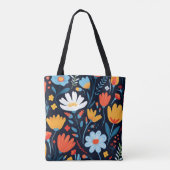 Tote Bag Joli modèle floral noir féminin (Dos)