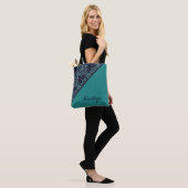 Tote Bag Joli Monogram Blue Ajouter Votre Nom Élégant (Sur le modèle)