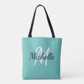 Tote Bag Joli Monogramme bleu clair et blanc (Dos)