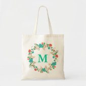 Tote Bag Joli monogramme de couronne florale (Devant)