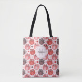 Tote Bag Joli Monogramme de Nom à Points noirs Chat Rose Vi (Devant)