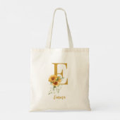 Tote Bag Joli monogramme floral et nom personnalisé (Dos)
