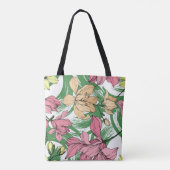 Tote Bag Joli monogramme floral rose et vert mignon (Dos)