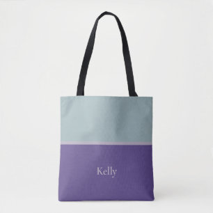 Tote Bag Joli Monogramme moderne Nom Bleu pourpre Élégant