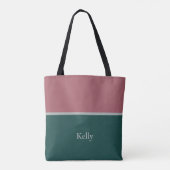 Tote Bag Joli Monogramme moderne Nom Vert Rouge Élégant (Dos)