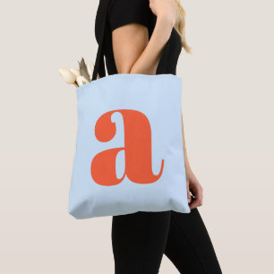 Tote Bag Joli Monogramme Orange Bleu Doux Rétro