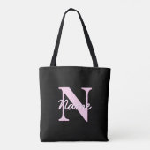 Tote Bag Joli monogramme personnalisable | Rose clair et no (Dos)