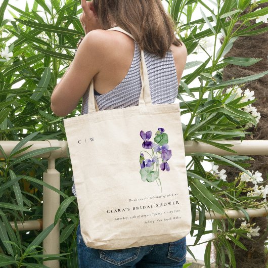 Tote Bag Joli Monogramme Violet Fête des mariées de Bund Fl