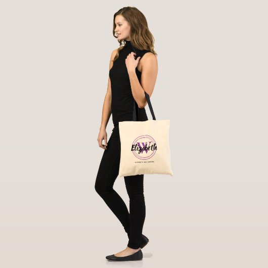 Tote Bag Joli monogramme violet Initiale Nom de script (Devant (modèle))