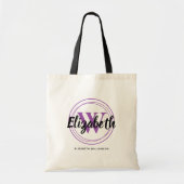 Tote Bag Joli monogramme violet Initiale Nom de script (Devant)