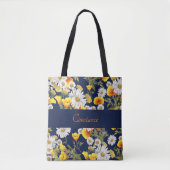 Tote Bag Joli Motif Chamomile & Poppies Personnalisé (Devant)