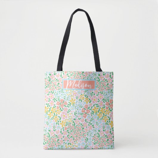 Tote Bag Joli Motif coloré Pastel Garden Flower (Devant)