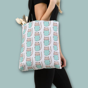 Tote Bag Joli motif de chat floral