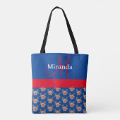 Tote Bag Joli Motif de rennes de Noël Monogram Blue (Dos)