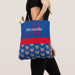 Tote Bag Joli Motif de rennes de Noël Monogram Blue