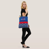 Tote Bag Joli Motif de rennes de Noël Monogram Blue (Sur le modèle)