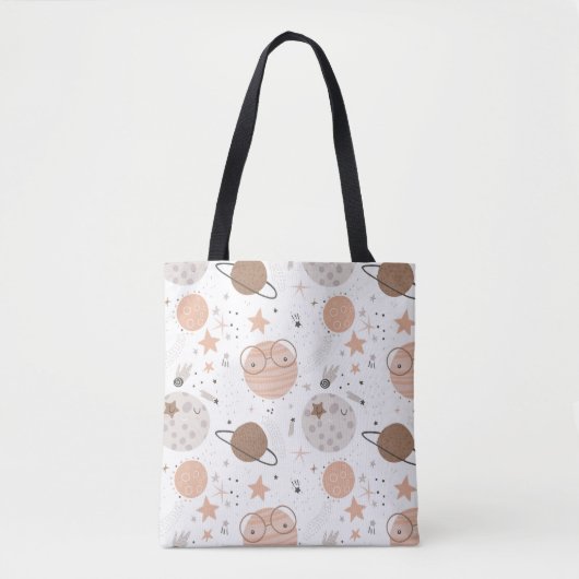 Tote Bag Joli Motif Doodle Planet (Devant)
