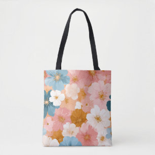 Tote Bag Joli motif floral pastel