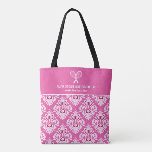 Tote Bag Joli Motif Ikat Rose Custom Tennis Racket (Dos)