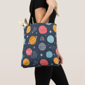 Tote Bag Joli Motif Planète Souriante (De près)