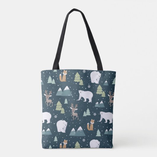 Tote Bag Joli Noël Animaux d'hiver Motif rustique (Dos)