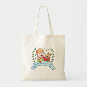 Tote Bag Joli Noël Carol Boy et Reindeer Doodle