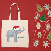 Tote Bag Joli Noël Elephant Père Noël Personnalisé