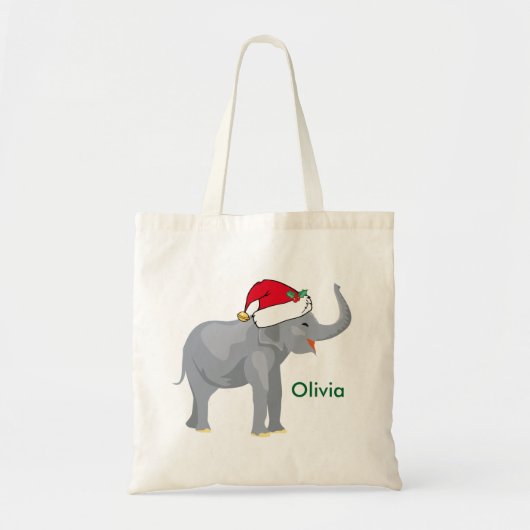 Tote Bag Joli Noël Elephant Père Noël Personnalisé (Devant)