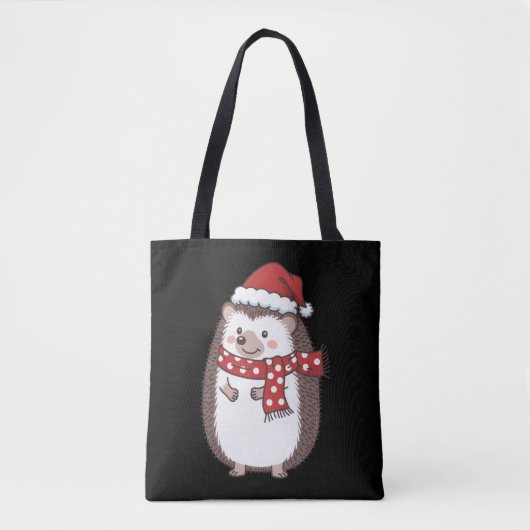 Tote Bag Joli Noël Hérisson Vacances (Devant)