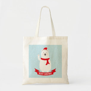 Tote Bag Joli Noël Ours polaire dit Bonjour
