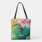 Tote Bag Joli Oiseau vert et Fleur (Dos)