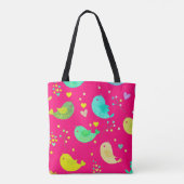Tote Bag Joli Oiseaux mignons Aimer Coeurs (Dos)
