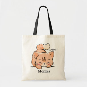 Tote Bag Joli Orange Doddle Amoureux des chats Meow Monogra