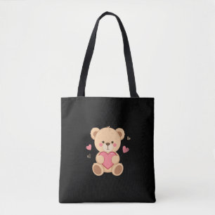 Tote Bag Joli ours en peluche tenant un cœur – amour