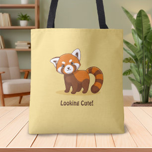 Tote Bag Joli Panda roux sur fond jaune