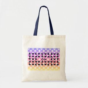 Tote Bag Joli Papillon & Ciel Arc-en-Ciel Nom Personnalisé